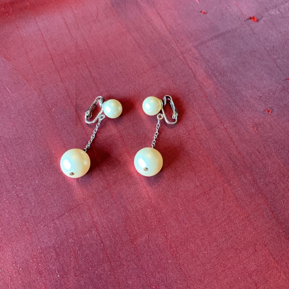 Vintage clip on faux pearl earrings